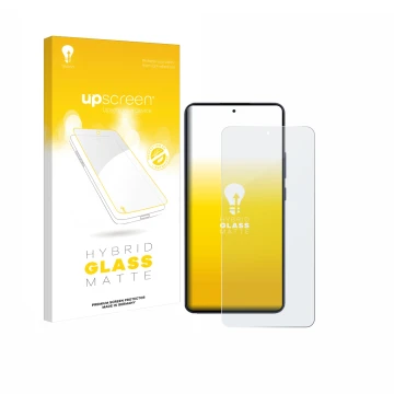 Vorderseite einer Produktverpackung mit dem Markenlogo upscreen. Daneben ist das Gerät Oppo Reno 13 F mit dem zugehörigen Disp