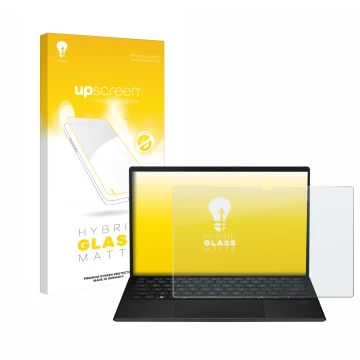 Vorderseite einer Produktverpackung mit dem Markenlogo upscreen. Daneben ist das Gerät ASUS ROG Flow Z13 2025 mit dem zugehöri