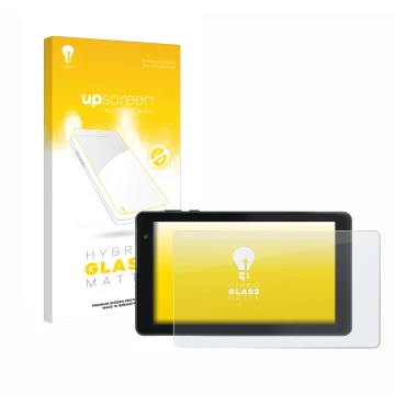 Vorderseite einer Produktverpackung mit dem Markenlogo upscreen. Daneben ist das Gerät Lisciani Mio Tab 7 mit dem zugehörigen 