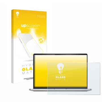 Vorderseite einer Produktverpackung mit dem Markenlogo upscreen. Daneben ist das Gerät Dell Pro 16 Plus PB16250 mit dem zugehö