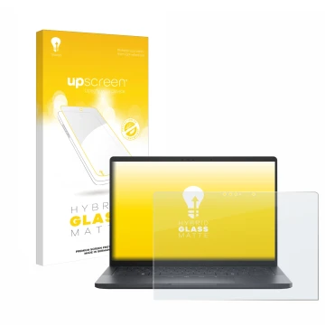 Vorderseite einer Produktverpackung mit dem Markenlogo upscreen. Daneben ist das Gerät Dell Pro 13 Premium mit dem zugehörigen