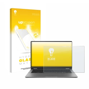 Vorderseite einer Produktverpackung mit dem Markenlogo upscreen. Daneben ist das Gerät ASUS Vivobook 14 Flip TP3407 mit dem zu