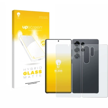 Vorderseite einer Produktverpackung mit dem Markenlogo upscreen. Daneben ist das Gerät Samsung Galaxy S25 Ultra Enterprise Edi