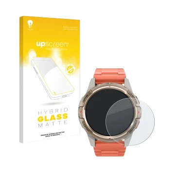 Vorderseite einer Produktverpackung mit dem Markenlogo upscreen. Daneben ist das Gerät Xiaomi Mibro GS Active mit dem zugehöri