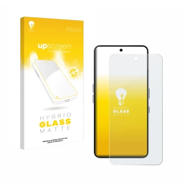Vorderseite einer Produktverpackung mit dem Markenlogo upscreen. Daneben ist das Gerät Nothing Phone (3a) mit dem zugehörigen 