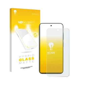 Vorderseite einer Produktverpackung mit dem Markenlogo upscreen. Daneben ist das Gerät ZTE Blade V70 mit dem zugehörigen Displ