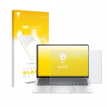 Vorderseite einer Produktverpackung mit dem Markenlogo upscreen. Daneben ist das Gerät HP EliteBook X G1a 14