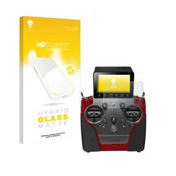 Vorderseite einer Produktverpackung mit dem Markenlogo upscreen. Daneben ist das Gerät PowerBox Systems Atom mit dem zugehörig