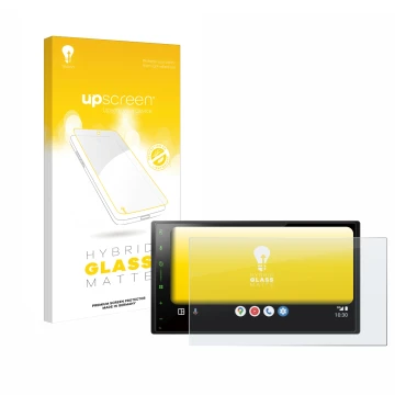 Vorderseite einer Produktverpackung mit dem Markenlogo upscreen. Daneben ist das Gerät Pioneer SPH-DA77DAB mit dem zugehörigen