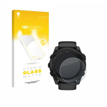 Vorderseite einer Produktverpackung mit dem Markenlogo upscreen. Daneben ist das Gerät Garmin Tactix 8 AMOLED (51 mm) mit dem 