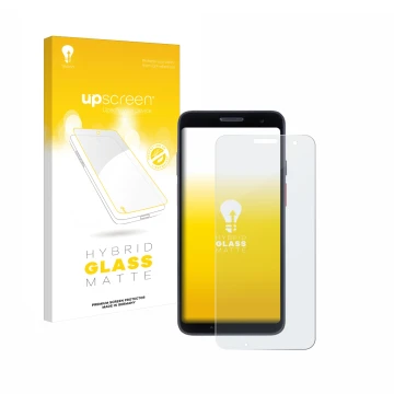 Vorderseite einer Produktverpackung mit dem Markenlogo upscreen. Daneben ist das Gerät Honeywell CT37 mit dem zugehörigen Disp