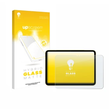 Vorderseite einer Produktverpackung mit dem Markenlogo upscreen. Daneben ist das Gerät Apple iPad Air 11