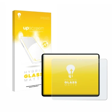 Vorderseite einer Produktverpackung mit dem Markenlogo upscreen. Daneben ist das Gerät Apple iPad Air 13