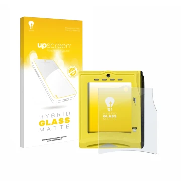 Vorderseite einer Produktverpackung mit dem Markenlogo upscreen. Daneben ist das Gerät Nayax VPOS TOUCH mit dem zugehörigen Di