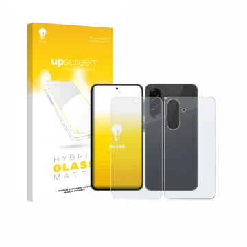 Vorderseite einer Produktverpackung mit dem Markenlogo upscreen. Daneben ist das Gerät Samsung Galaxy A36 5G Enterprise Editio