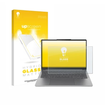 Vorderseite einer Produktverpackung mit dem Markenlogo upscreen. Daneben ist das Gerät Lenovo IdeaPad Pro 5 Gen 10 14