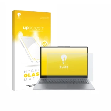 Vorderseite einer Produktverpackung mit dem Markenlogo upscreen. Daneben ist das Gerät Lenovo ThinkBook 16 Gen 8 mit dem zugeh