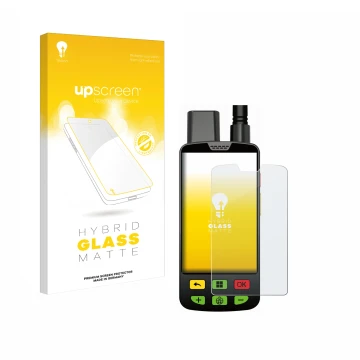 Vorderseite einer Produktverpackung mit dem Markenlogo upscreen. Daneben ist das Gerät Aduro Locit GPS mit dem zugehörigen Dis