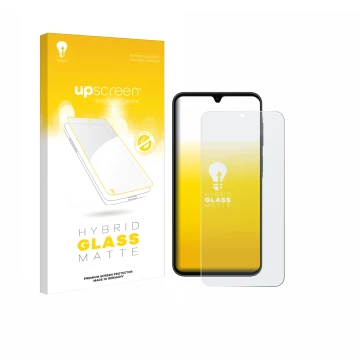 Vorderseite einer Produktverpackung mit dem Markenlogo upscreen. Daneben ist das Gerät Samsung Galaxy A26 5G Enterprise Editio
