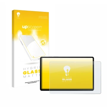 Vorderseite einer Produktverpackung mit dem Markenlogo upscreen. Daneben ist das Gerät Samsung Galaxy Tab S10 FE 5G mit dem zu