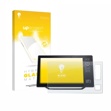 Vorderseite einer Produktverpackung mit dem Markenlogo upscreen. Daneben ist das Gerät Humminbird Xplore 12 mit dem zugehörige