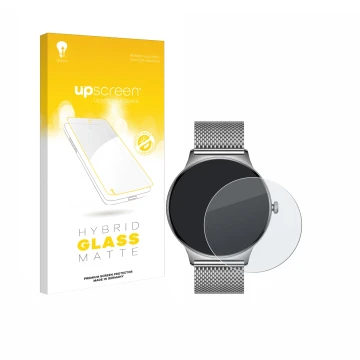 Vorderseite einer Produktverpackung mit dem Markenlogo upscreen. Daneben ist das Gerät Pireware Slim Smartwatch mit dem zugehö