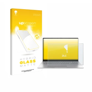 Vorderseite einer Produktverpackung mit dem Markenlogo upscreen. Daneben ist das Gerät ASUS Vivobook S16 S3607 mit dem zugehör