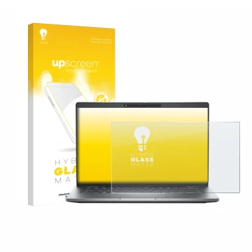 Vorderseite einer Produktverpackung mit dem Markenlogo upscreen. Daneben ist das Gerät Dell Latitude 5330 mit dem zugehörigen 