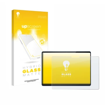 Vorderseite einer Produktverpackung mit dem Markenlogo upscreen. Daneben ist das Gerät Microsoft Surface Pro 13 mit dem zugehö