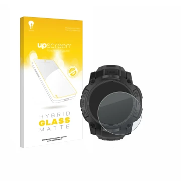 Vorderseite einer Produktverpackung mit dem Markenlogo upscreen. Daneben ist das Gerät Garmin Instinct 3 Tactical AMOLED Editi