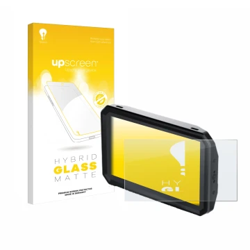 Vorderseite einer Produktverpackung mit dem Markenlogo upscreen. Daneben ist das Gerät Blackmagic Design Pyxis Monitor 5