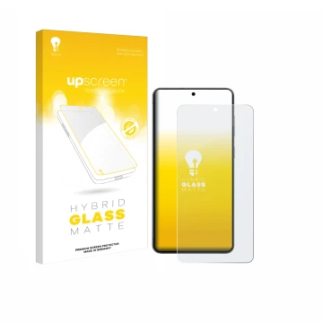 Vorderseite einer Produktverpackung mit dem Markenlogo upscreen. Daneben ist das Gerät Samsung Galaxy S25 Edge mit dem zugehör