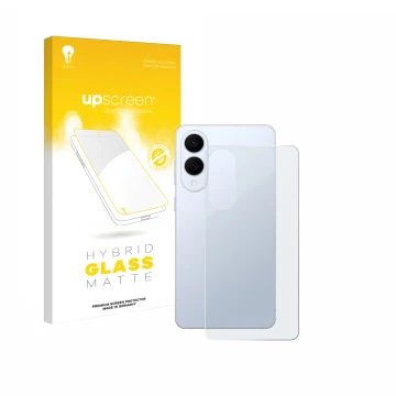 Vorderseite einer Produktverpackung mit dem Markenlogo upscreen. Daneben ist das Gerät Samsung Galaxy S25 Edge (Rückseite) mit
