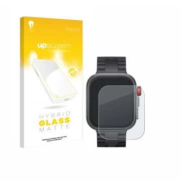 Vorderseite einer Produktverpackung mit dem Markenlogo upscreen. Daneben ist das Gerät Huawei Watch Fit 4 Pro mit dem zugehöri