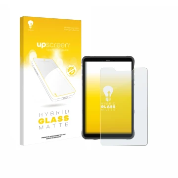 Vorderseite einer Produktverpackung mit dem Markenlogo upscreen. Daneben ist das Gerät Ulefone Armor Pad Pro mit dem zugehörig