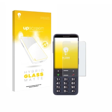 Vorderseite einer Produktverpackung mit dem Markenlogo upscreen. Daneben ist das Gerät BlindShell Classic 3 mit dem zugehörige