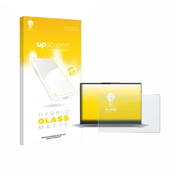 Vorderseite einer Produktverpackung mit dem Markenlogo upscreen. Daneben ist das Gerät Lenovo ThinkBook 14 Gen 4+ mit dem zuge