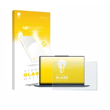 Vorderseite einer Produktverpackung mit dem Markenlogo upscreen. Daneben ist das Gerät Lenovo Yoga Slim 7 14Q8X9 mit dem zugeh