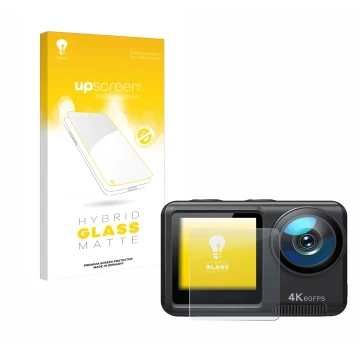 Vorderseite einer Produktverpackung mit dem Markenlogo upscreen. Daneben ist das Gerät Wolfang GA420 mit dem zugehörigen Displ