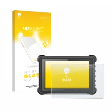 Vorderseite einer Produktverpackung mit dem Markenlogo upscreen. Daneben ist das Gerät MSI ND52 mit dem zugehörigen Displaysch