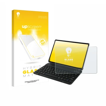 Vorderseite einer Produktverpackung mit dem Markenlogo upscreen. Daneben ist das Gerät Tabwee T90 mit dem zugehörigen Displays