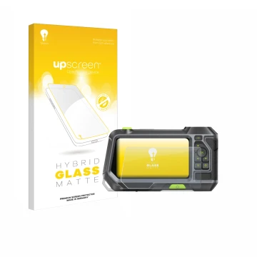 Vorderseite einer Produktverpackung mit dem Markenlogo upscreen. Daneben ist das Gerät Teslong NTS500 mit dem zugehörigen Disp