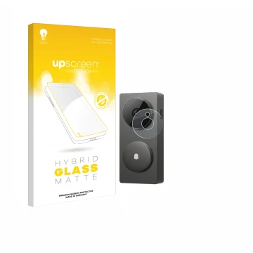 Vorderseite einer Produktverpackung mit dem Markenlogo upscreen. Daneben ist das Gerät Aqara Hub G410 mit dem zugehörigen Disp