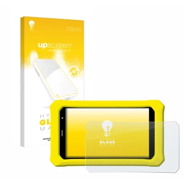 Vorderseite einer Produktverpackung mit dem Markenlogo upscreen. Daneben ist das Gerät Clementoni Clempad 8