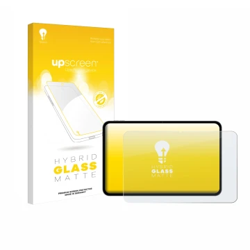 Vorderseite einer Produktverpackung mit dem Markenlogo upscreen. Daneben ist das Gerät Teclast T65 mit dem zugehörigen Display