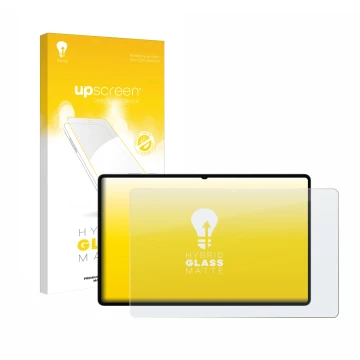 Vorderseite einer Produktverpackung mit dem Markenlogo upscreen. Daneben ist das Gerät Samsung Galaxy Tab S11 Ultra mit dem zu