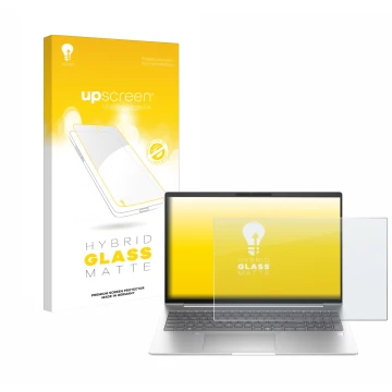 Vorderseite einer Produktverpackung mit dem Markenlogo upscreen. Daneben ist das Gerät HP EliteBook 6 G1i 14 mit dem zugehörig