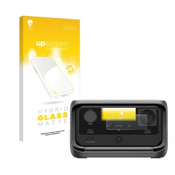 Vorderseite einer Produktverpackung mit dem Markenlogo upscreen. Daneben ist das Gerät EcoFlow River 3 Plus mit dem zugehörige