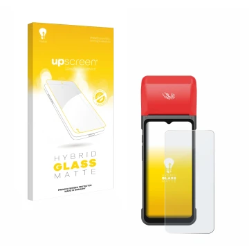 Vorderseite einer Produktverpackung mit dem Markenlogo upscreen. Daneben ist das Gerät iMin Swift 2 Pro mit dem zugehörigen Di