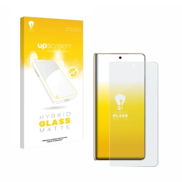 Vorderseite einer Produktverpackung mit dem Markenlogo upscreen. Daneben ist das Gerät Honor Magic V5 mit dem zugehörigen Disp